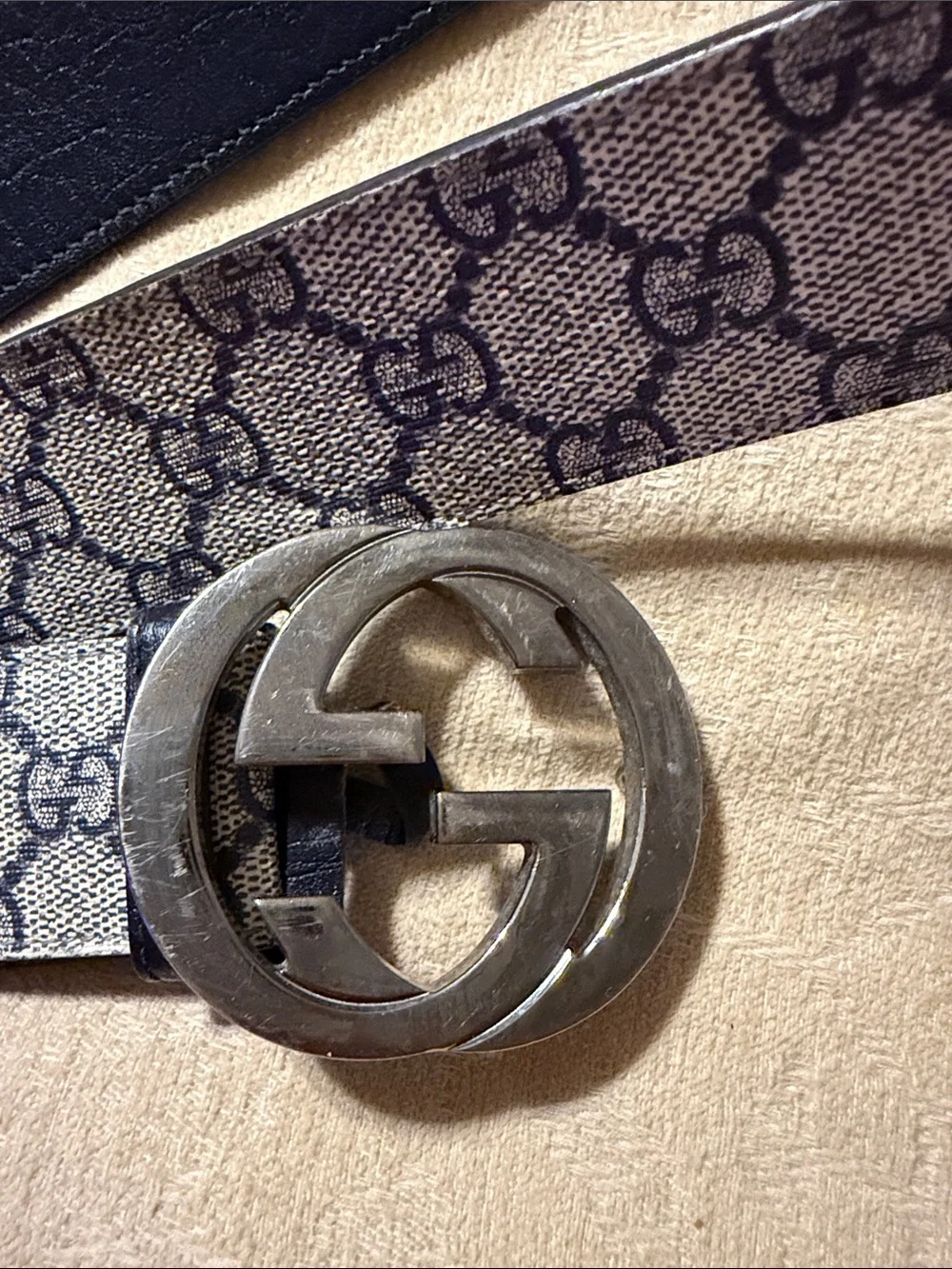 Designer Gucci Monogram Men’s Belt in Brown and Black